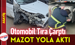 Otomobil Tıra Çarptı, Mazot Yola Aktı!
