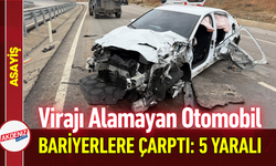 Virajı Alamayan Otomobil Bariyerlere Çarptı: 5 Yaralı!