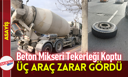 Beton Mikseri Tekerleği Koptu, Üç Araç Zarar Gördü!
