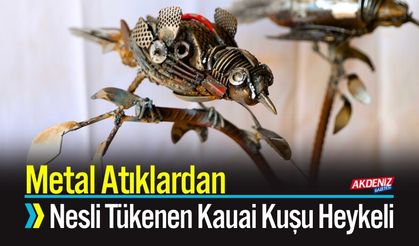 Metal Atıklardan Nesli Tükenen Kauai Kuşu Heykeli