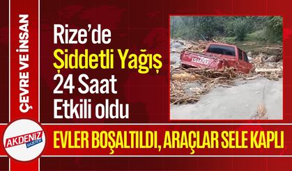 Rize’de Etkili Yağış: Dereler Taştı, Evler Boşaltıldı