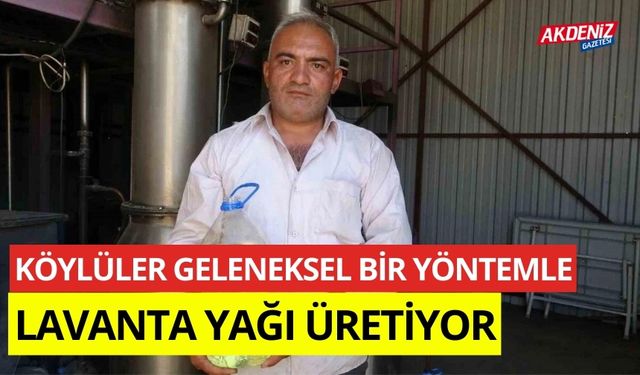 Köylüler geleneksel bir yöntemle lavanta yağı üretiyor