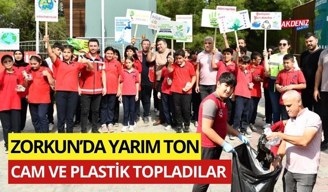 OSMANİYE'NİN ZORKUN YAYLA YOLUNDA YARIM TON CAM VE PLASTİK TOPLADILAR