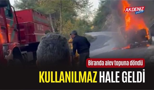 OSMANİYE'DE PİKAP, BİRANDA ALEV TOPUNA DÖNDÜ