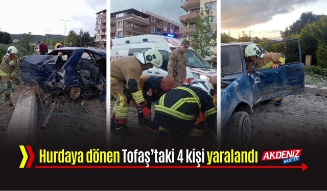 Kontrolden Çıkan Tofaş Hurdaya Döndü: 4 Yaralı
