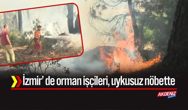 İzmir'de orman işçileri, uykusuz nöbette