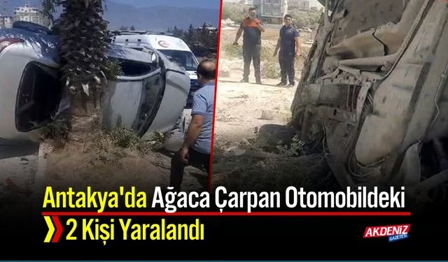 Antakya'da Ağaca Çarpan Otomobildeki 2 Kişi Yaralandı