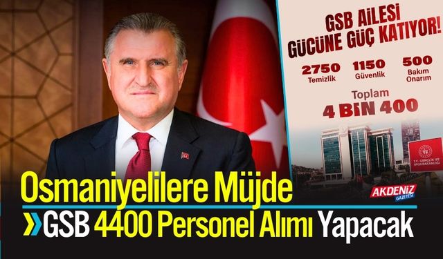 Osmaniyelilere Müjde: GSB 4400 Personel Alımı Yapacak