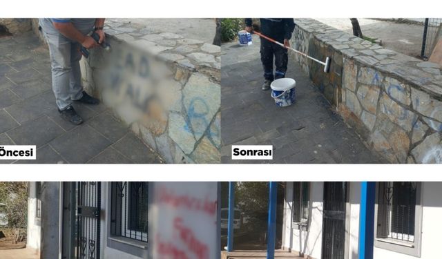 Kent estetiğini bozan yazılar ve resimler temizleniyor