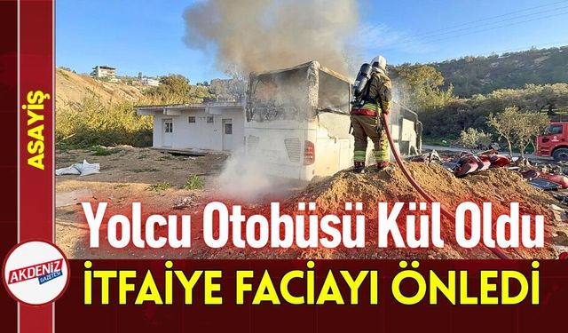Antakya’da Yolcu Otobüsü Alev Alev Yandı