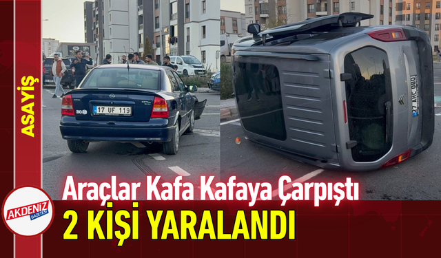 Araçlar Kafa Kafaya Çarpıştı, 2 Kişi Yaralandı
