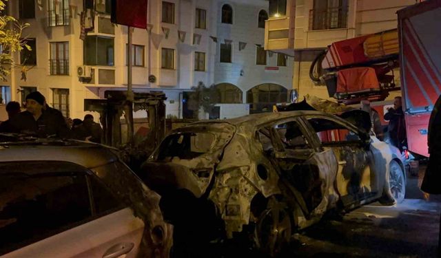 Park Halindeki İki Otomobil Alev Topuna Döndü