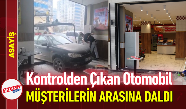 Kontrolden Çıkan Otomobil Müşterilerin Arasına Daldı!