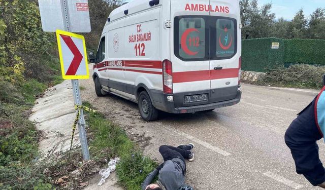 Mudanya'da Korkutan Kaza: Bisikletli Genç Gidere Yuvarlandı