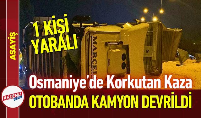 Osmaniye Bahçe’de Mısır Yüklü Kamyon Devrildi