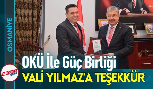 Osmaniye'de OKÜ Rektörü Uzun'dan Vali Yılmaz'a Plaket