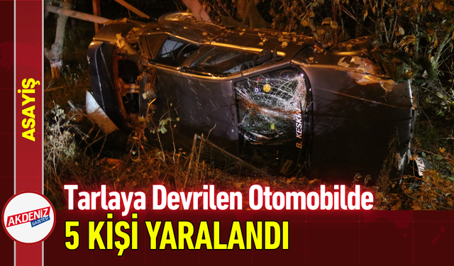 Tarlaya Devrilen Otomobilde 5 Kişi Yaralandı!