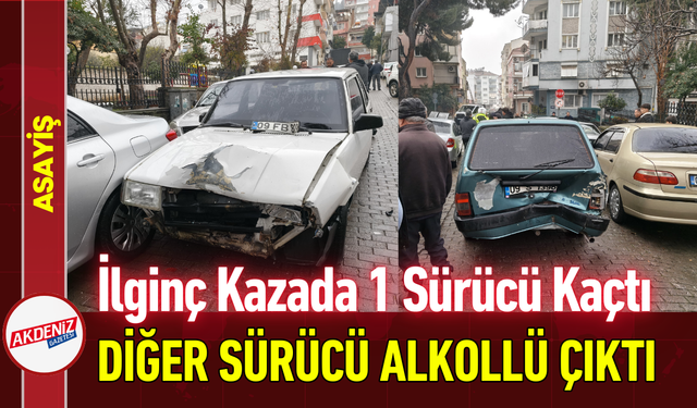 İlginç Kazada 1 Sürücü Kaçtı, Diğer Sürücü Alkollü Çıktı!