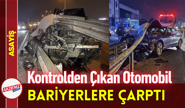Kontrolden Çıkan Otomobil Bariyerlere Çarptı!