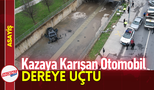 Kazaya Karışan Otomobil, Dereye Uçtu!
