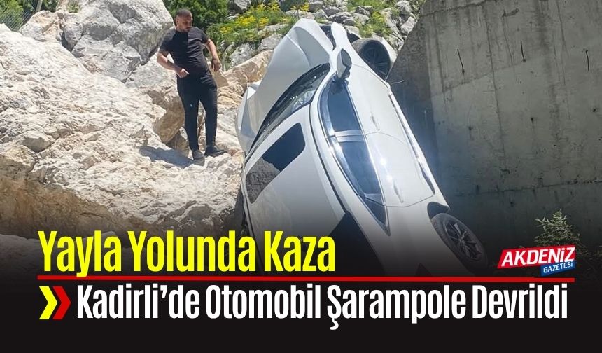 Kadirli’de Otomobil Şarampole Devrildi