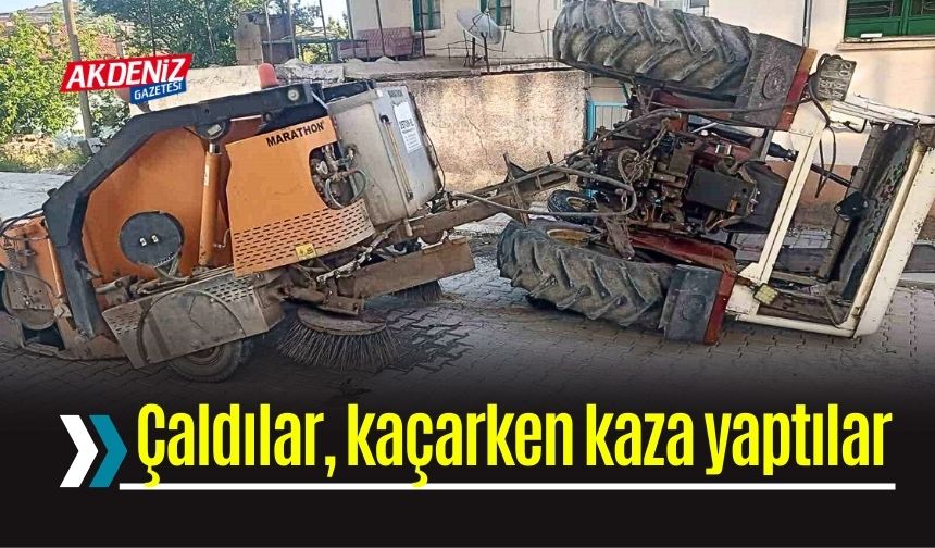 Çaldıkları Süpürme Makinesiyle Kaza Yapınca Yakayı ele Verdiler