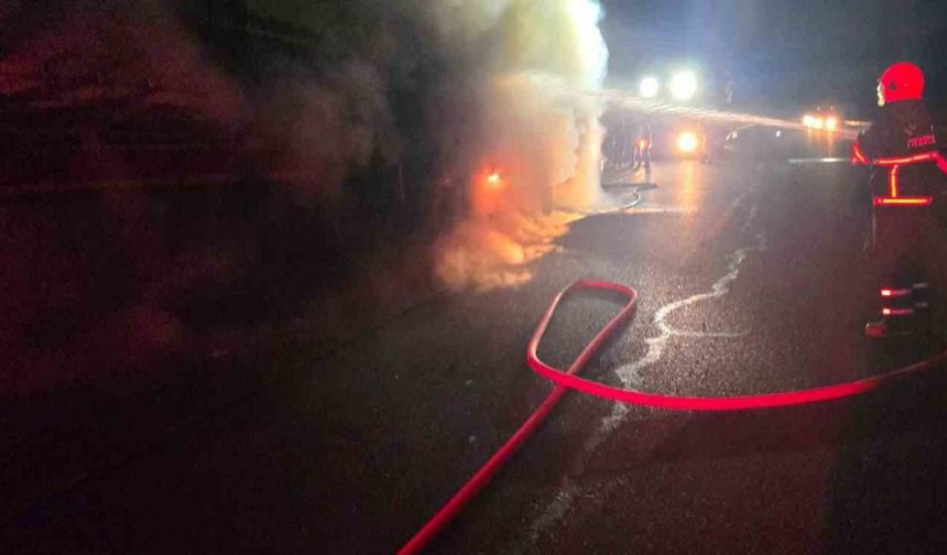 Salça Yüklü TIR’ın Dorsesi Alevlere Teslim Oldu