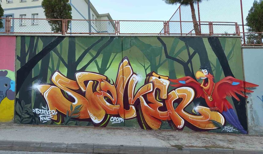 Bozüyük'te okul duvarları sanatla hayat buldu