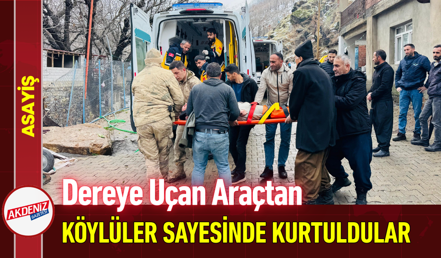 Dereye Uçan Araçtan Köylüler Sayesinde Kurtuldular!