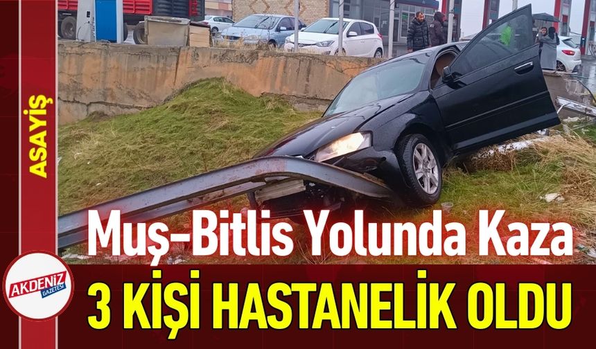 Muş-Bitlis Kara Yolunda Kaza: 3 Kişi Yaralı