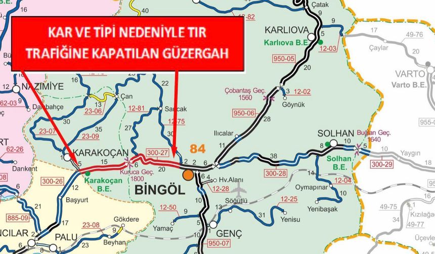 Bingöl-Elazığ karakolu tır trafiğine kapatıldı