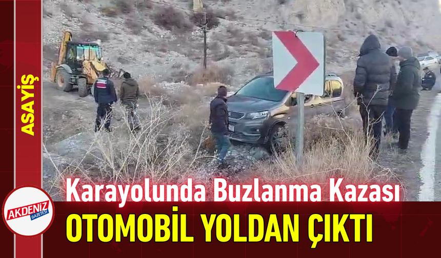 Karayolunda Buzlanma Kazası: Otomobil Araziye Uçtu!