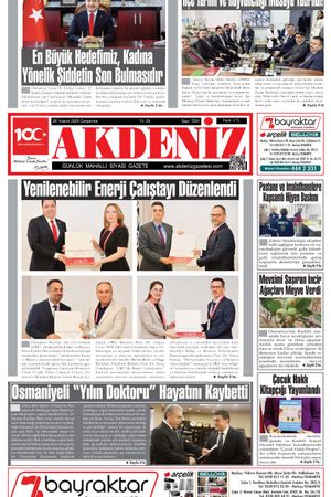 Akdeniz Gazetesi 26 Kasım’da Hangi Haberlere Yer Verdi?